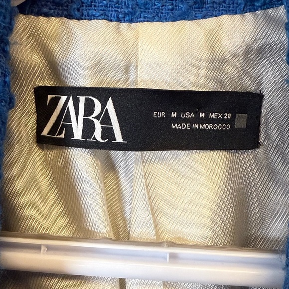 Zara Blue and Gold Quilted Blazer with Notched Lapels SIZE M NWT - Picture 9 of 14